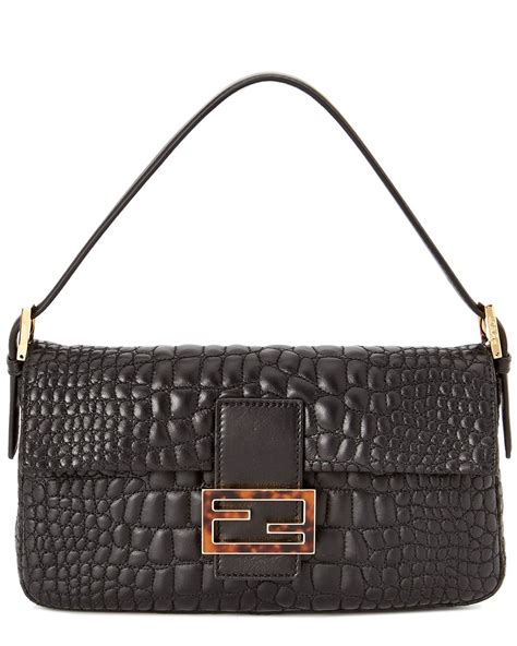 vintage fendi croc embossed leather shoulder bag|vintage fendi purses for women.